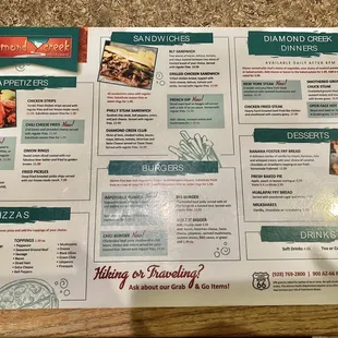 the menu and prices