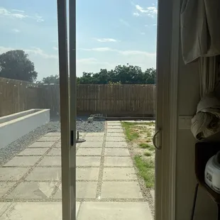 New glass installed on the sliding door.