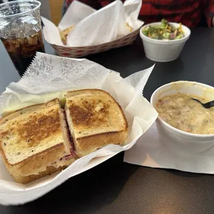 Reuben Sandwich and Cheesy Potato Bacon Soup