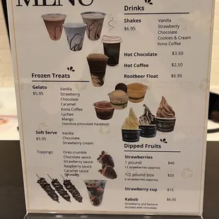 Menu of soft serve