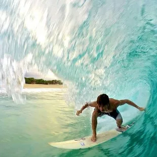 Team Rider Kamanahanaunaokuuiwi (Dakota Kelly) getting covered up in one of his secret spots!