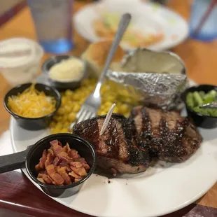Amazing steak dinner with all the Fixins.