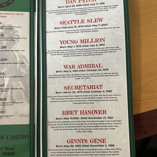 History of the horses the new burger menu are named after