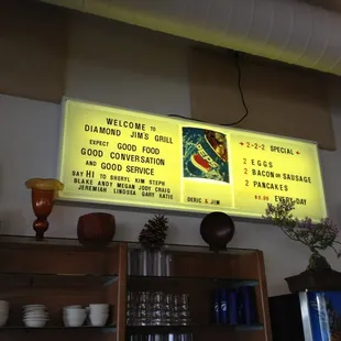 Menu board.