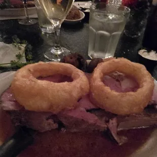Prime rib, onion rings