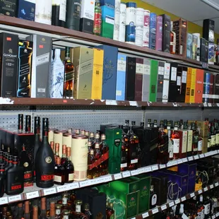 shelves of liquor in a liquor store
