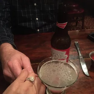 Dan senior Reccomended we have the rings soldered together to avoid spinning on 2nd. Ring. So glad we did. Dan and Dan are my Jewelers