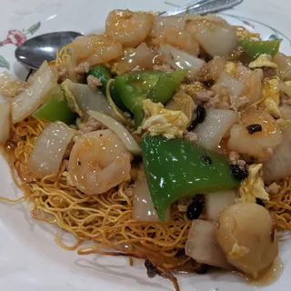 Shrimp w/ Lobster Sauce Pan Fried Crispy Noodle /