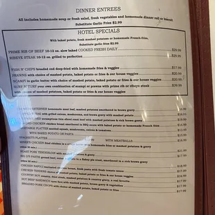 Menu - dinner