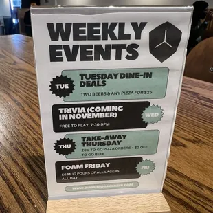 Weekly events