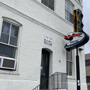 the front of the building