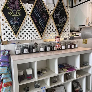 a display of coffees