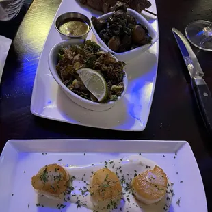Diamonds World Famous Filet Mignon Tips with a side of Scallops.