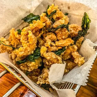 Basil popcorn chicken
