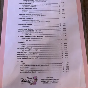 Breakfast Menu
