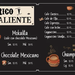 Hot Drinks Menu