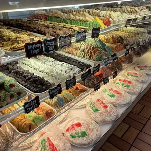Cases filled to the brim with cookies at Dianda's Italian American Pastry in San Francisco.
