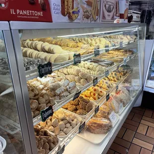 Cases filled with cookies to the brim at Dianda's Italian American Pastry in San Francisco.