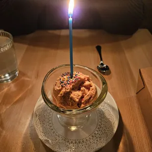 Complementary birthday ice cream.