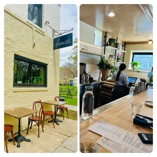 Exterior and bar seating.