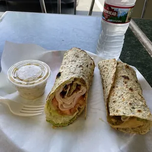 Spicy Wrap and macaroni salad