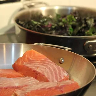 Wild Alaskan King Salmon with crispy kale from Nash Farms