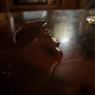 Huge pool of liquid on bar and bartender just ignored it...even when I mentioned it to her.