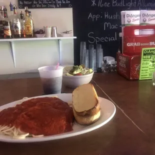 Jim Beam With Salad And Spaghetti