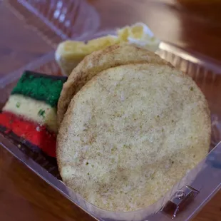 Assorted cookies, as you can see, dining companions didn't wait to get started on these.