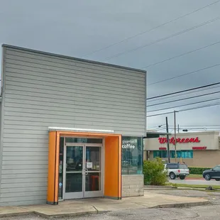 Entrance by the parking lot