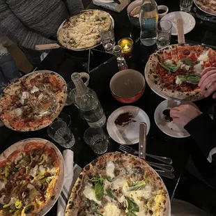 Variety of pizzas
