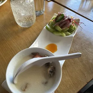 Tom Kha Soup with tofu and Cucumber Salad