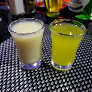 two drinks on a table
