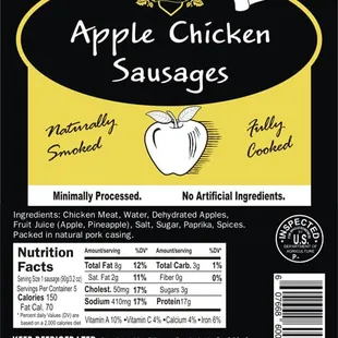 label of apple chicken sausages