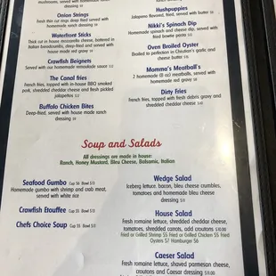 a menu