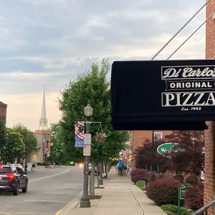 a car driving down the street