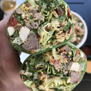 The undeniable Triple Threat salad in a wrap