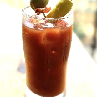 Bloody Mary while waiting for pizza to go. Great Sunday morning!!