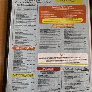 the menu