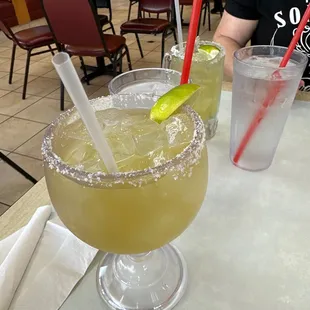 two margaritas on a table