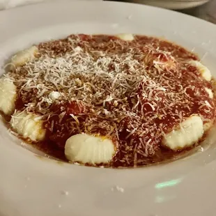 Gnocchi marinara.  Gnocchi was light and pillowy as you&apos;d hope, marinara needed salt and sweeter tomatoes in the gravy.