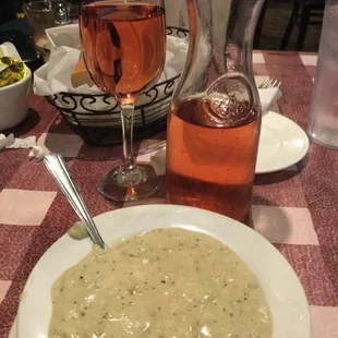Half craft house wine &amp; clam chowder..
