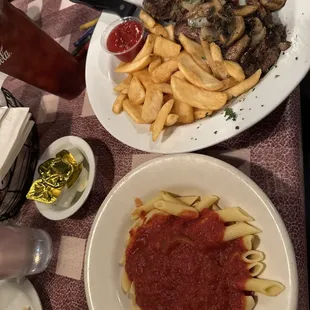 New York Steak &amp; panini pasta.