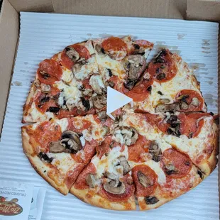 Kids pepperoni and mushroom pizza daughter loved it