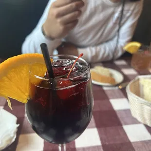 Sangria drink and the Antic drink in the back