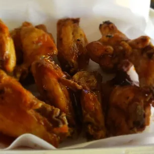 chicken wings in a styrofoam container