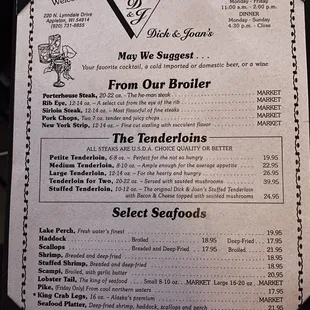 the menu