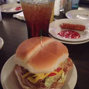Locally owned Family restaurant too!This is a Grilled Tenderloin sandwich &amp; mozzarella sticks!
