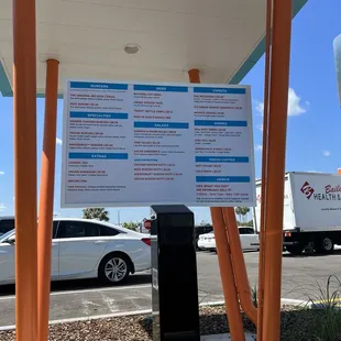 Drive thru menu
