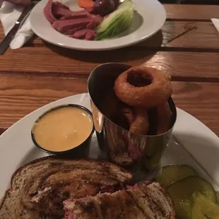 Boiled me got him-- corned beef sami for me! Beer cheese nice addition!